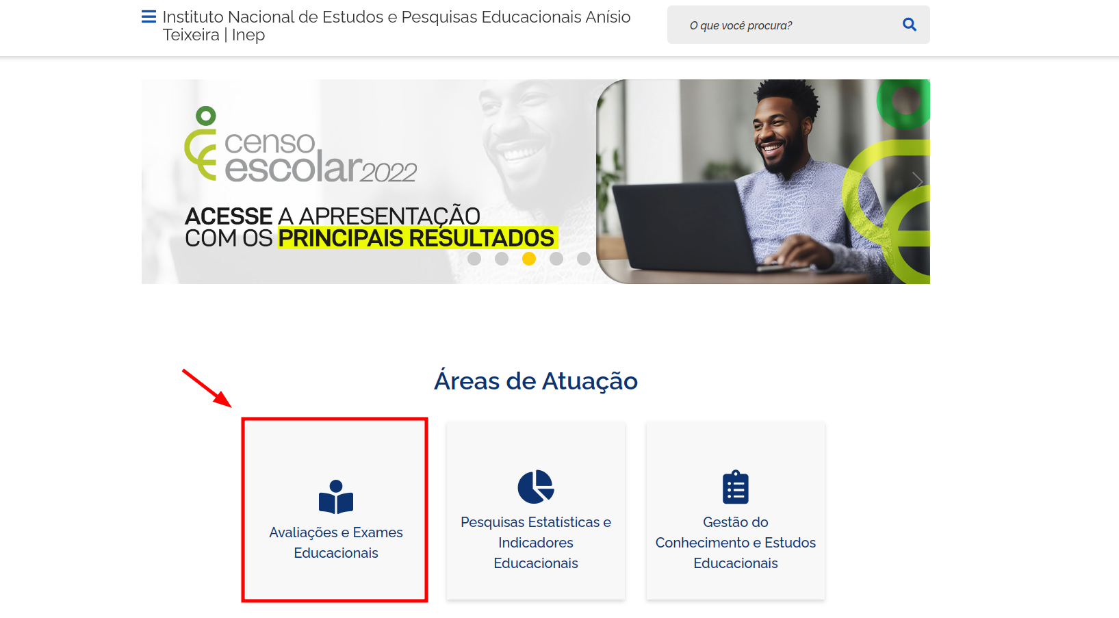 página do INEP no gov.br
