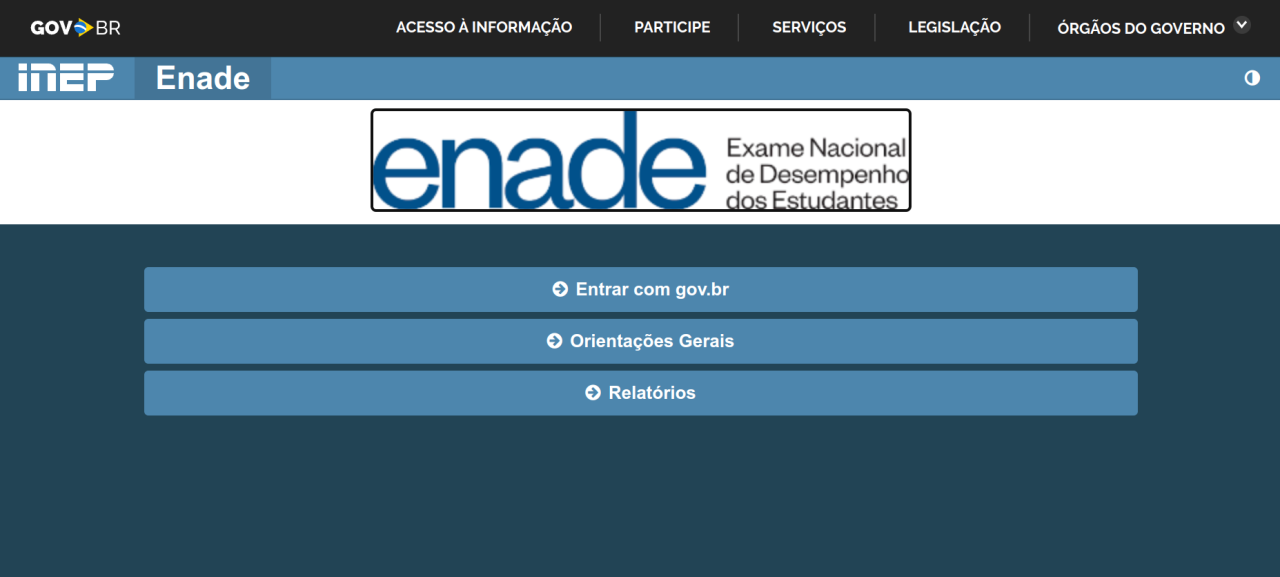 Captura de tela página do ENADE